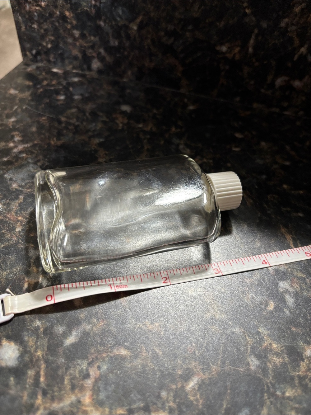 Vintage Clear Glass Bottle with White Ribbed Cap - Minimalist Clear - Picture 3 of 3